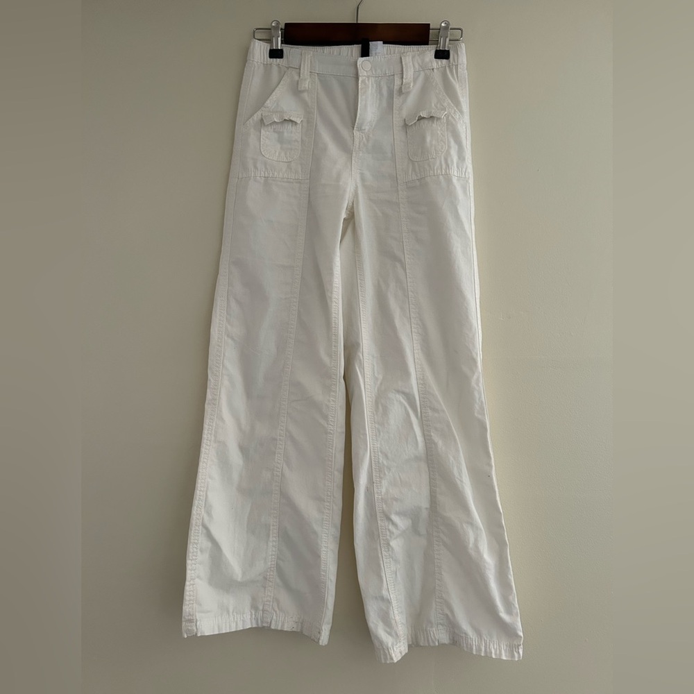 H&M Divide Cream Wide-Leg Cargo Pants